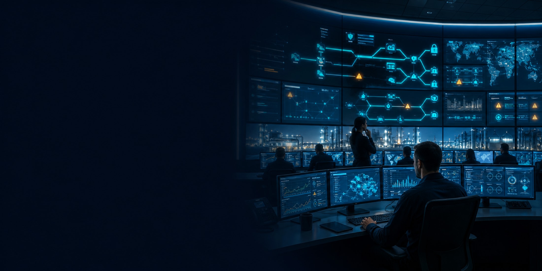 Operação crítica com camadas de controle, observabilidade e inteligência aplicada