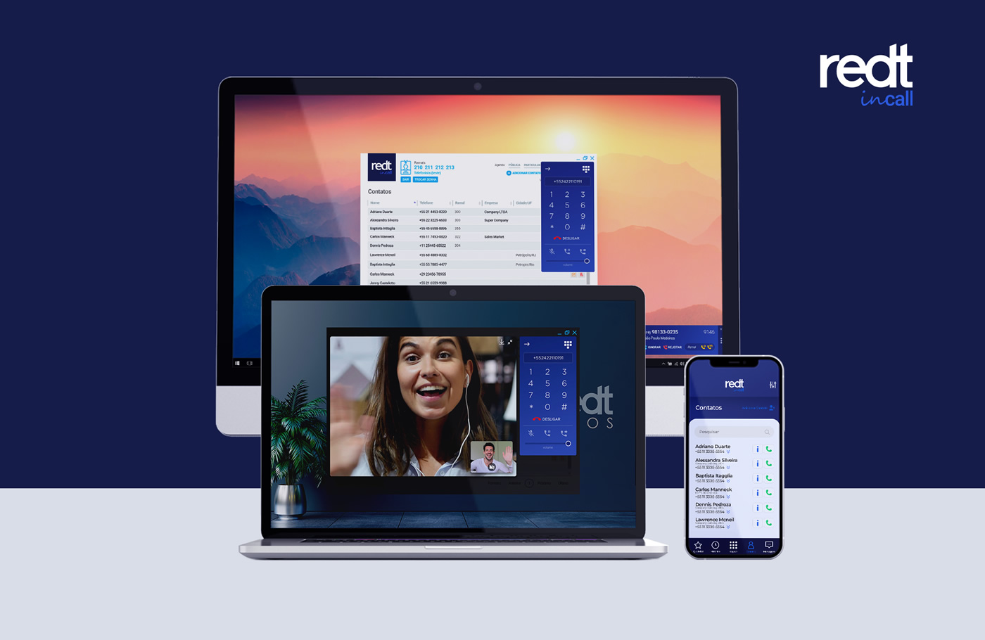 Experiência multiplataforma do RedT inCall