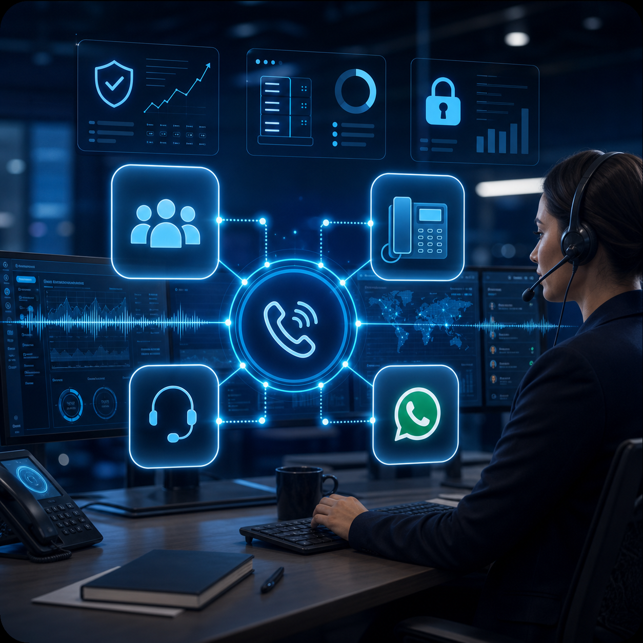 Arquitetura de voz integrada a colaboração, PABX IP, Contact Center e WhatsApp Calling